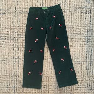 Castaway Green Corduroy Candy Cane Pants
